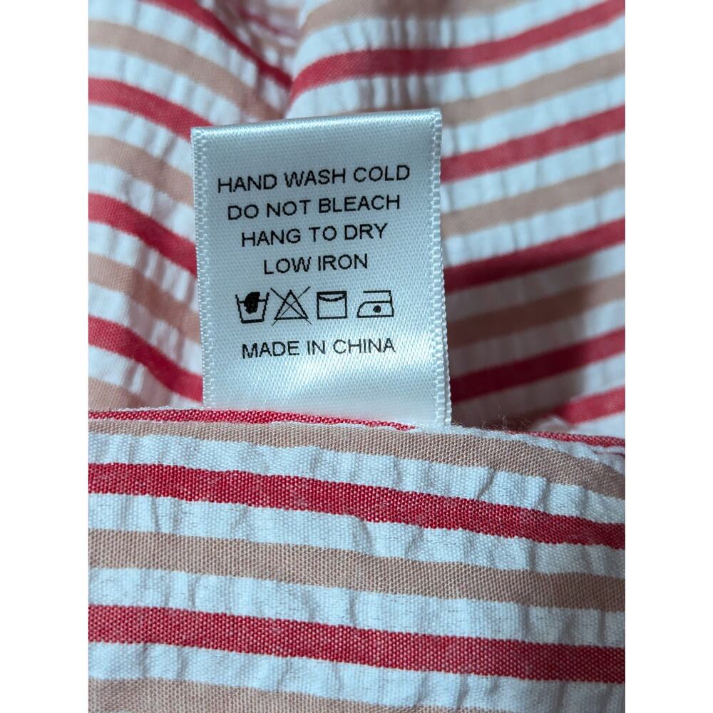 Tuckernuck Bodie Mini Shirt Dress Medium Seersucker Pink Stripe Resort Vacation - Picture 11 of 14
